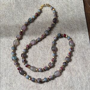 Chic Multicolor Beaded Necklace with Gold Accents